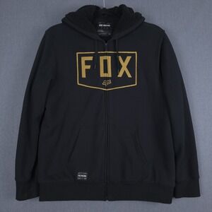 Fox Racing Shield Sherpa Hoodie Mens XL Black Heavyweight Full Zip Jacket 24089